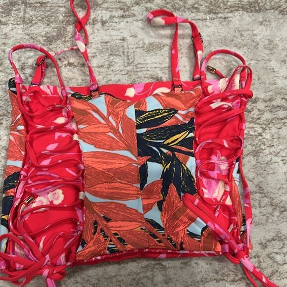 Maaji Fairy Cupid Floral Bandeau Swim Top reversible! Size small - Picture 7 of 9